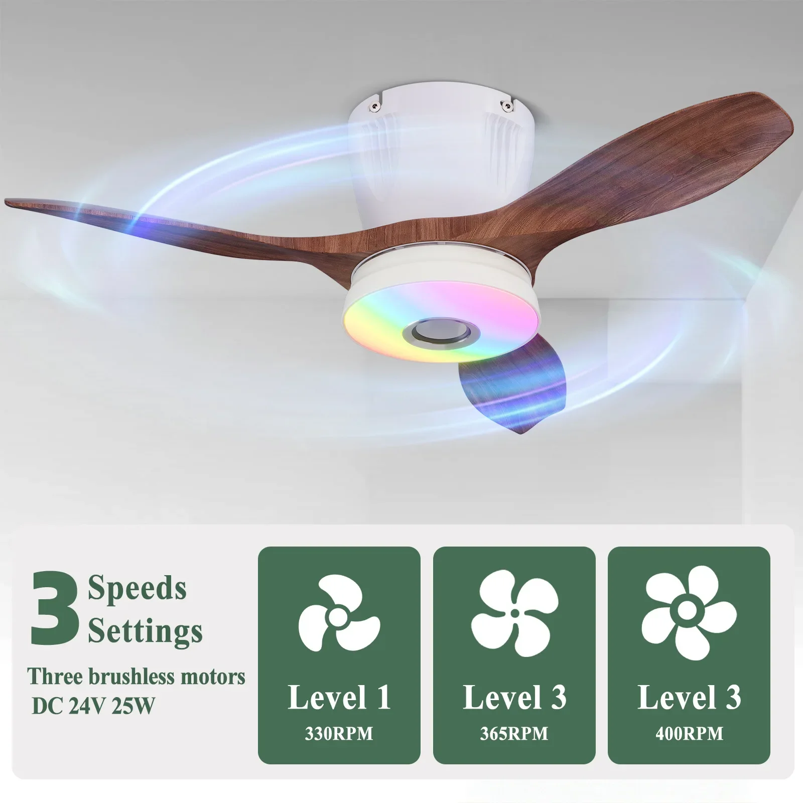2025 Ceiling Fan Light Bedroom Minimalist Rgb Bluetooth Fan Lights Source Manufacturers Wholesale Customizable for Living Room