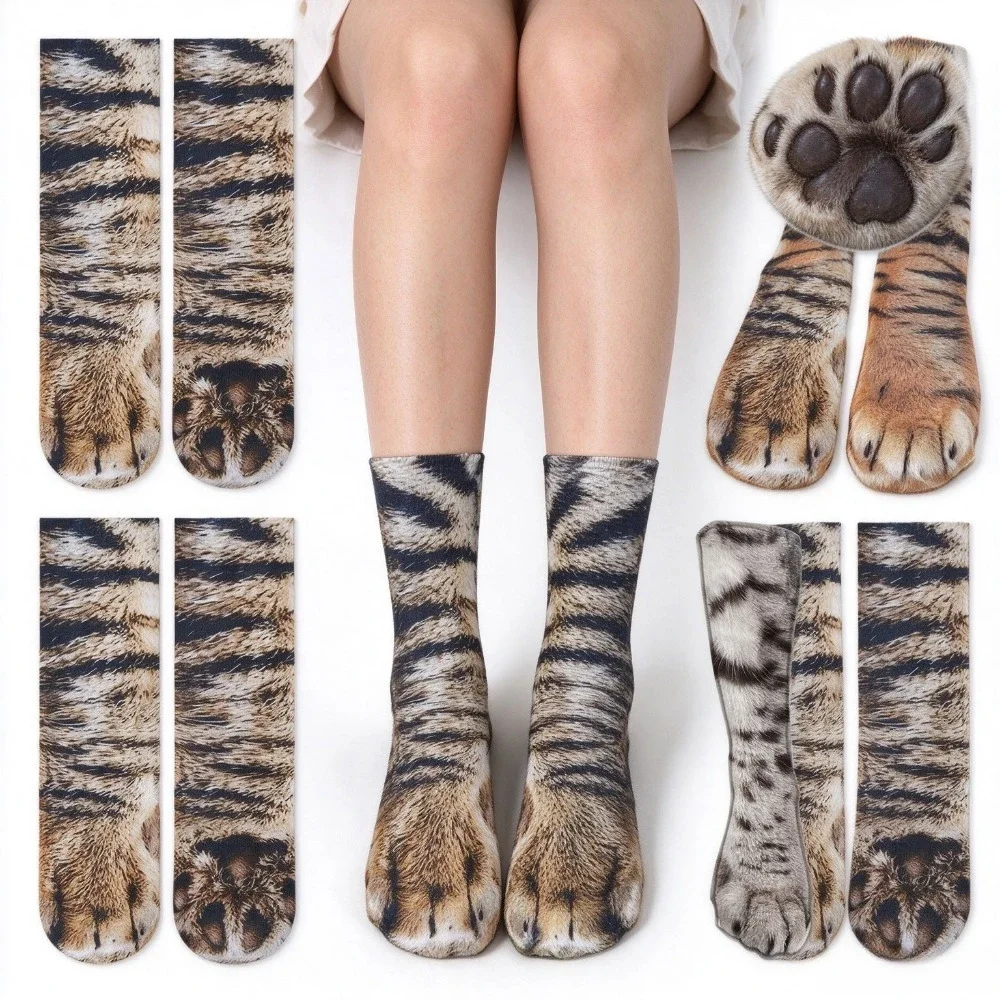 Unisex Animal Paw Sole Socks Kawaii Funny Printed Tube Socks Cute Fashion Novelty Casual Socks Gift for Men Women Dropshipping