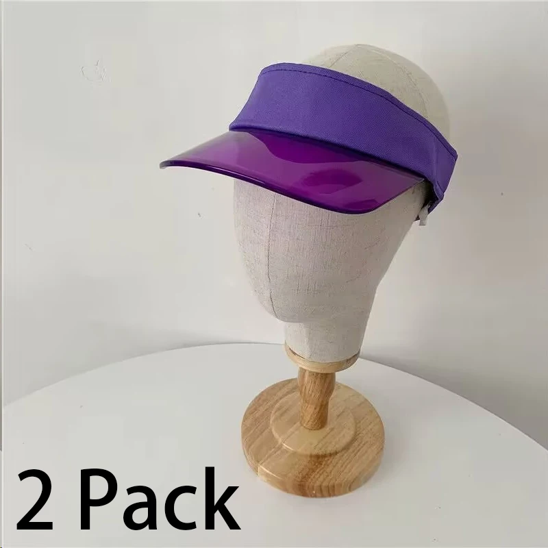 Purple 2 Pack Sun Hats Unisex Golf Hat Sun Protection Soft PVC for Outdoor Sport Tennis Running Beach Running Empty Top Visors