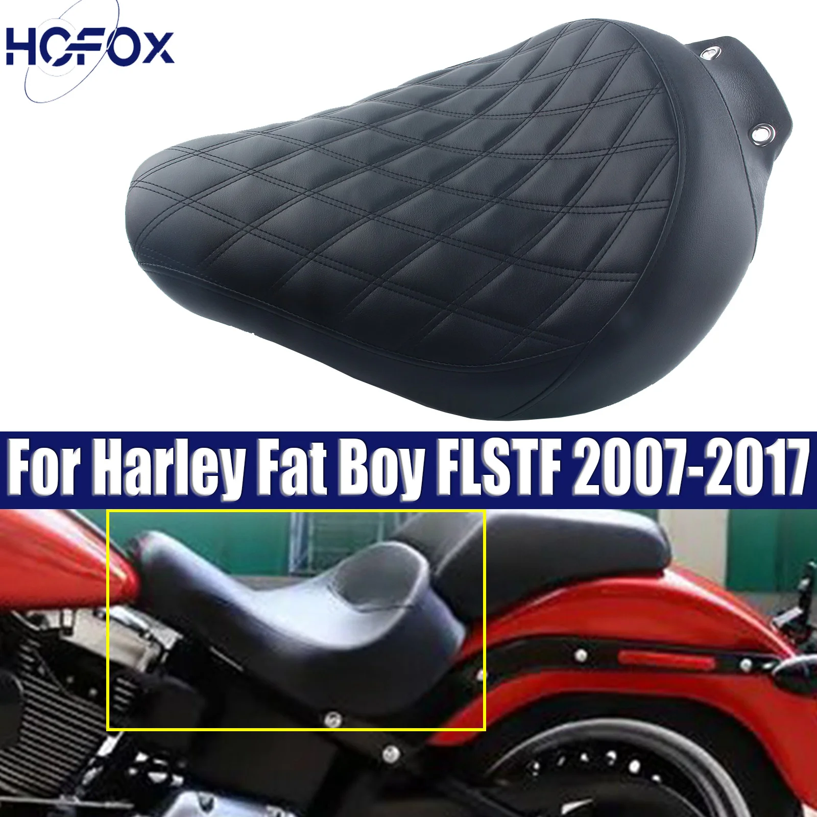 

Motorcycle Driver Seat Soft Front Rider Cushion Pillion Pad For Harley Fat Boy FLSTF 2007-2017