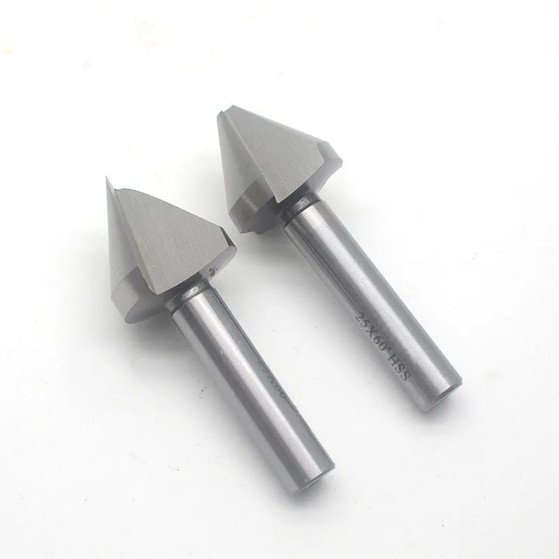 HSS Morse Taper Shank 60 Degree Countersink Drill Bit 3 Cutting Edges Countersink Chamfering Drilling Cutter Tool