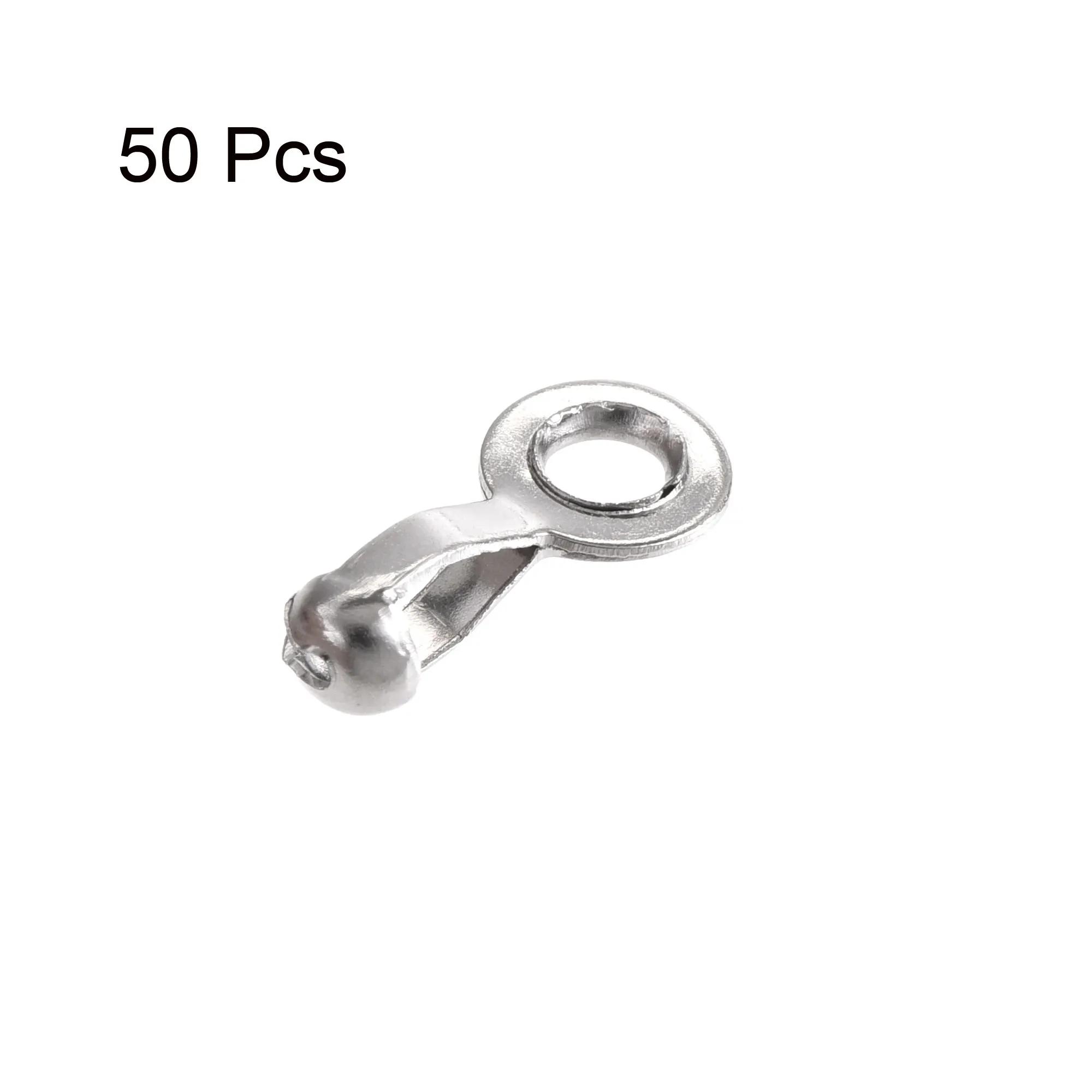 

50Pcs Ball Chain Pull Loop Connectors 2/2.4mm Ceiling Fan Lamp Pull Loop Crimp Link Stainless Steel Chain Connector forBracelets