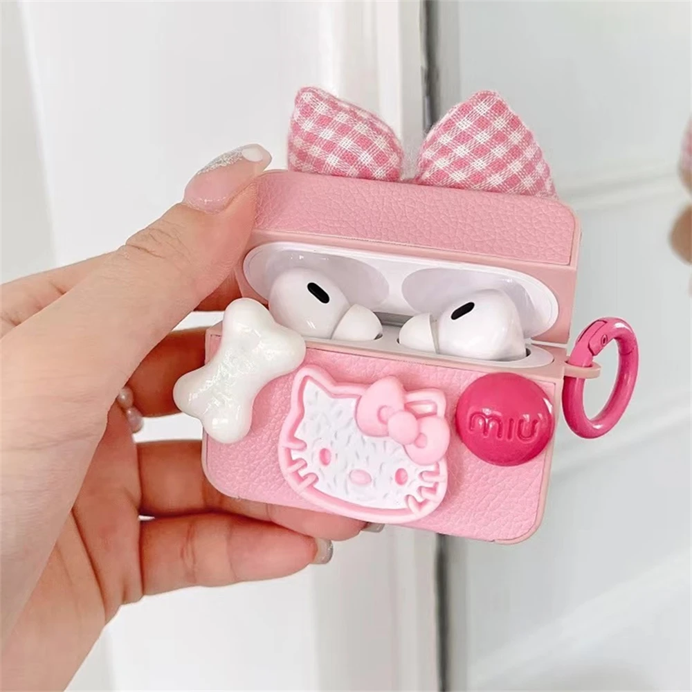 Miniso Cartoon Hello Kitty Custodia per auricolari per AirPods Pro2 4 Bluetooth senza fili per Airpods Pro 3 2 Custodia morbida in pelle per cuffie