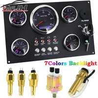 Tablero de barco, juego de calibre 5, Panel de interruptor, tacómetro de 85mm, 3000rpm-8000rpm + voltímetro de 52mm, medidor de nivel de combustible de prensa de aceite personalizado