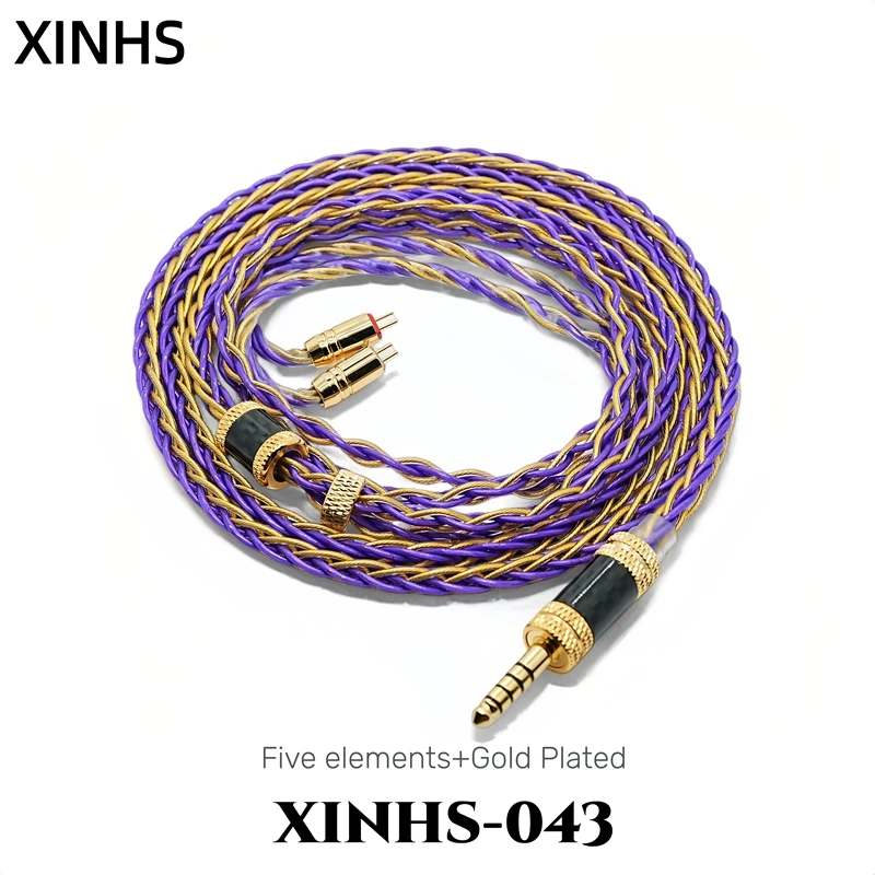 Xinhs 8-Core Gold-Plated Mixed Five Element Headphone Upgrade Cable 2pin Qdc Mmcx Headphone Cable Suitable For Lrver Hd580 Hd650