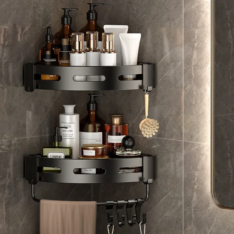 Non-perforated space aluminum toilet shelves, bathroom tripod storage racks, toilet toilet corner storage racks