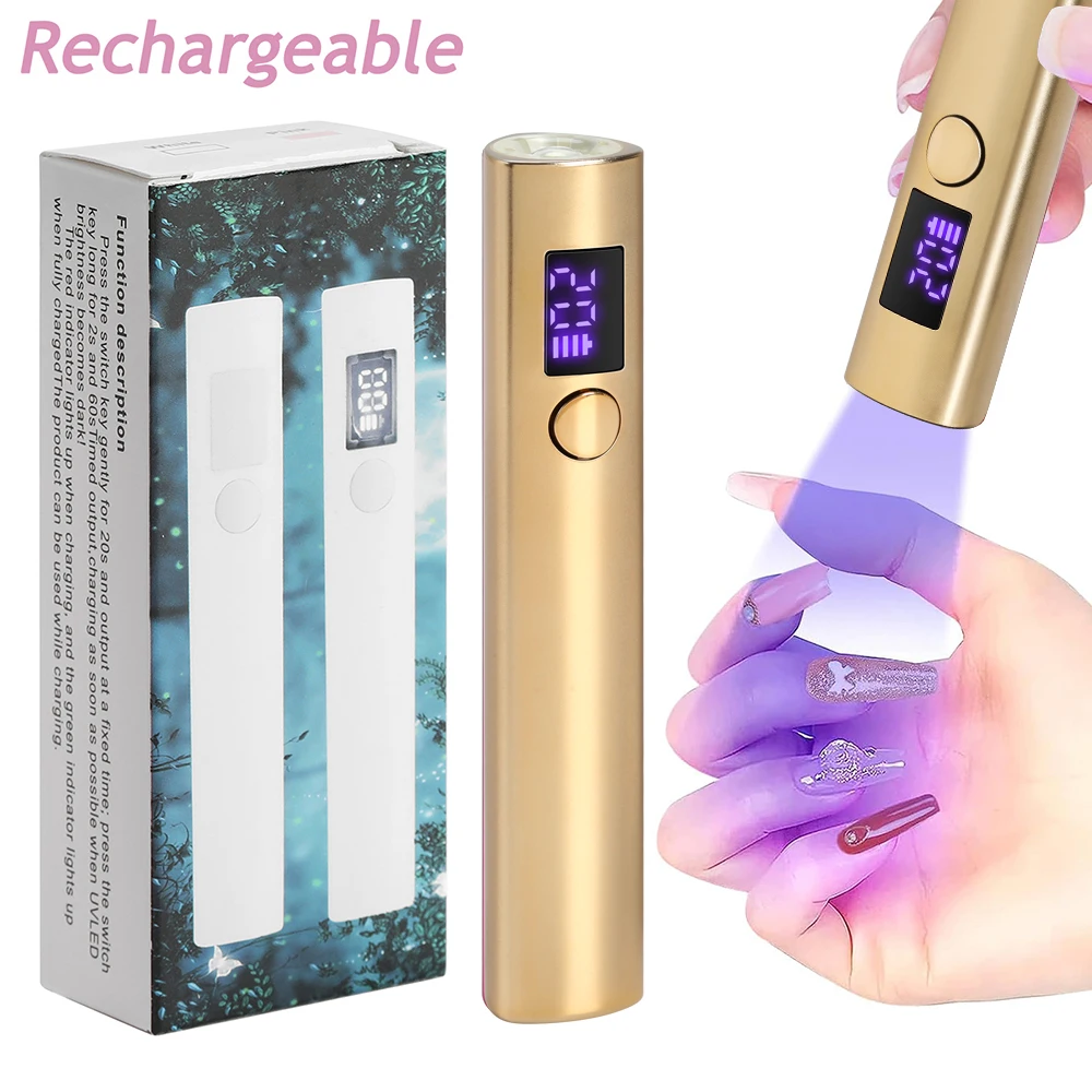 Máquina secadora de uñas portátil de secado rápido, Mini lámpara LED UV para uñas, herramientas de salón para el hogar, pluma de linterna de fototerapia de uñas profesional