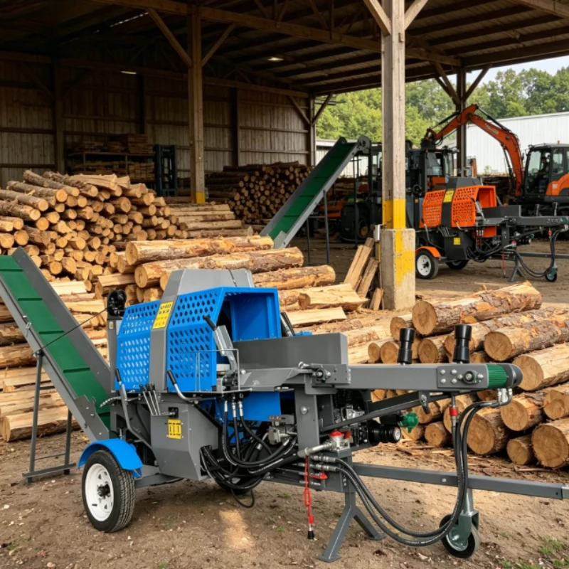 Export Standard Packed Hydraulic Wood Splitter Complete Firewood Splitting Machine Ready For Global Overseas Shipment
