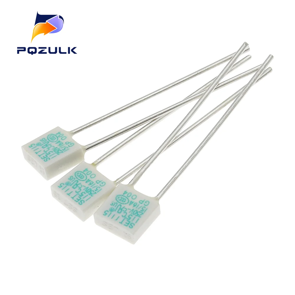 10PCS SET Square Temperature Protector Temperature fuse 10A 15A 115 136 Degrees Temperature switch