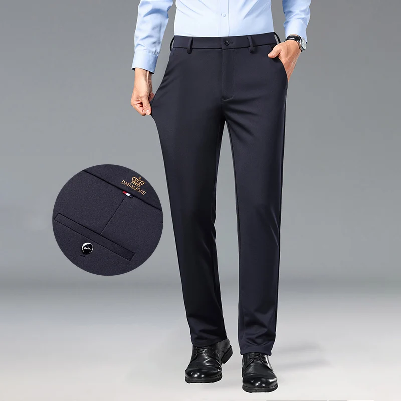 1-Pack Men's Professional Straight-Leg Stretch Formal Pants Non-Iron Comfortable Business Slacks Wrinkle-Resistant Loose Fit