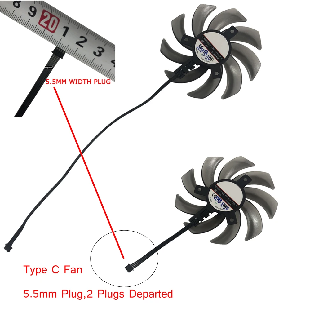 GPU Cooler Video Card Fan For Palit RTX 2070 dual 8gb,2Pcs/Set,GA91S2U,FDC10H12S9-C