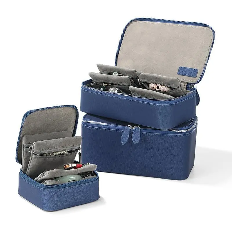 Organizzatore di gioielli pieghevole Griglie multiple Custodia con cerniera in velluto Collana Bracciale Delicato contenitore per orecchini ad alta capacità