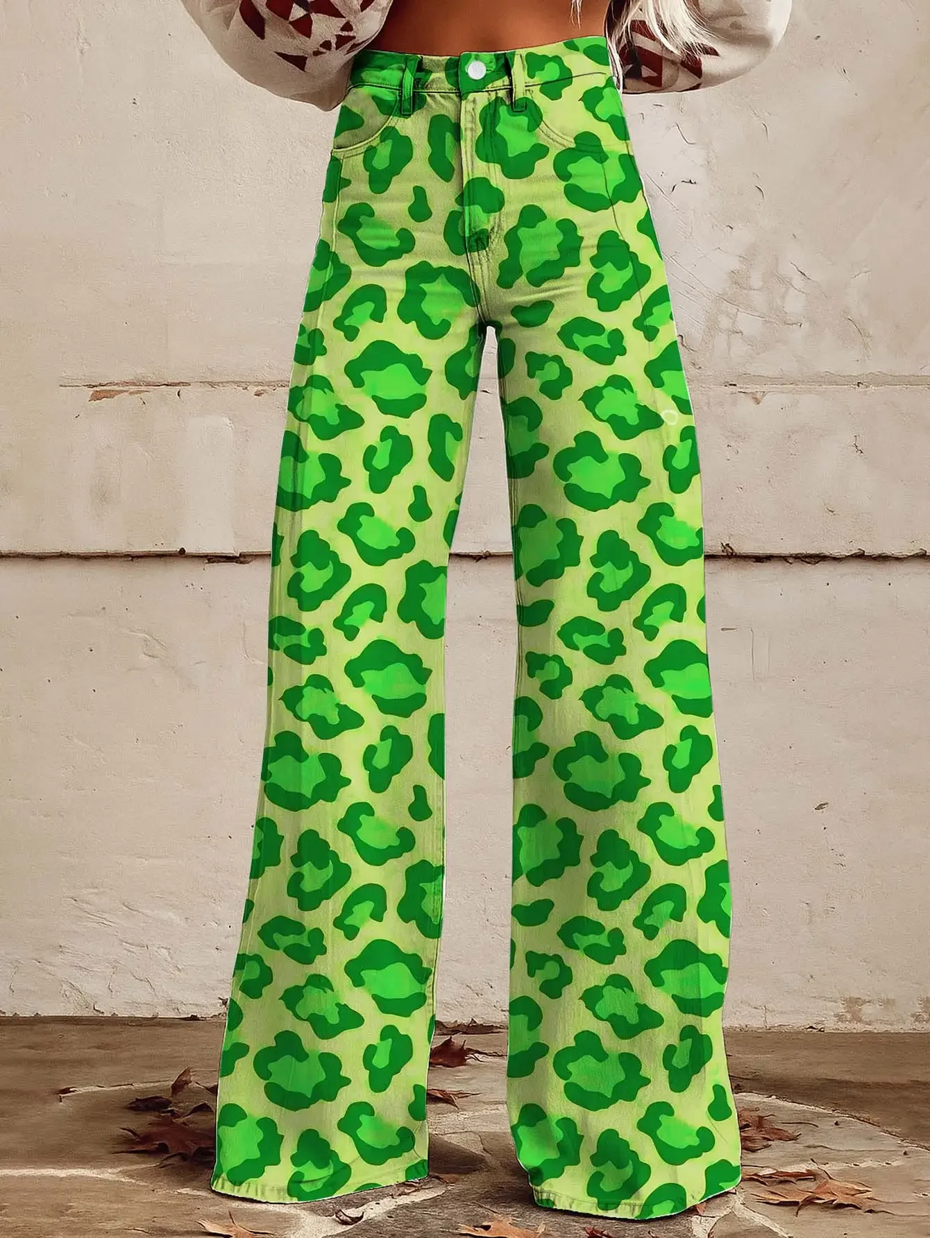 Women's new printed jeans with denim like fabric, casual, fashionable, comfortable, pants ,Christmas