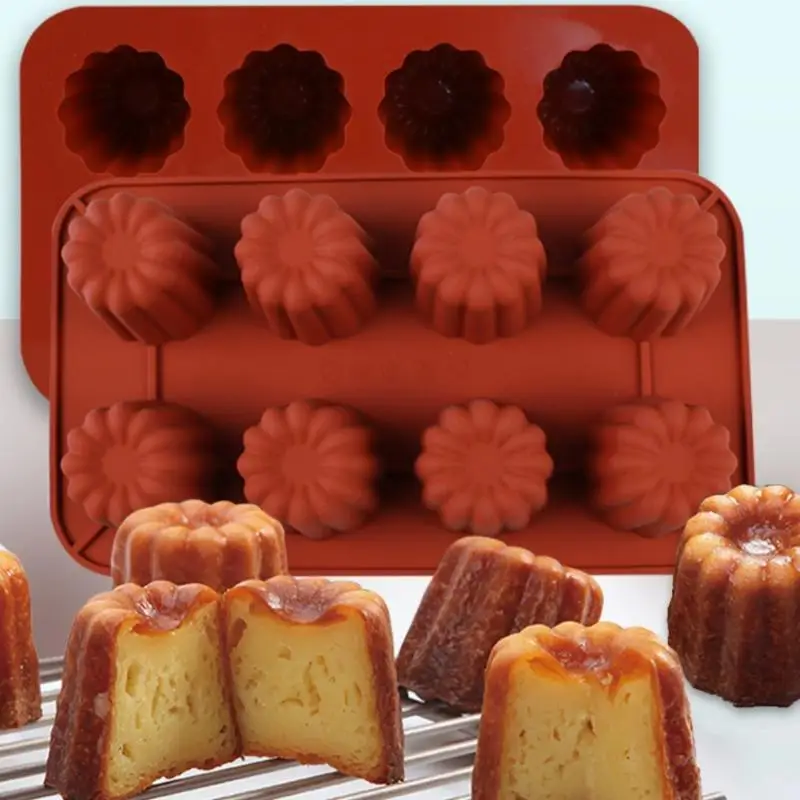 1Pcs Muffin Cupcake Baking Tray Bordelais Fluted Cake Pudding Mold 8/18 Holes Caneles Silicone Mold DIY Baking Kitchen Accessor