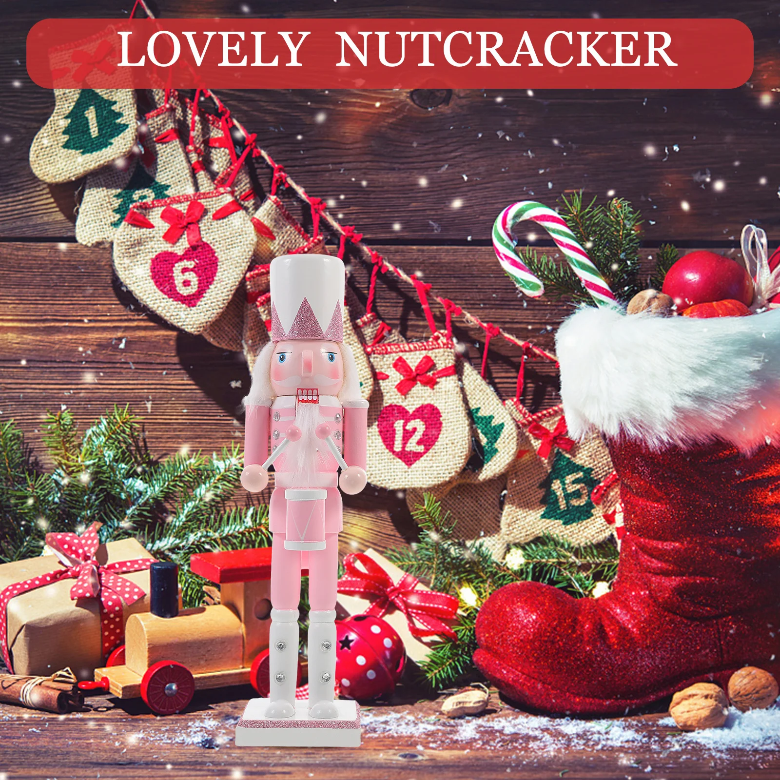 

Christmas Nutcracker Decoration Handmade Wood Craft Festive Holiday Display Elegant Home Accents Desktop Ornament Yuletide Gift