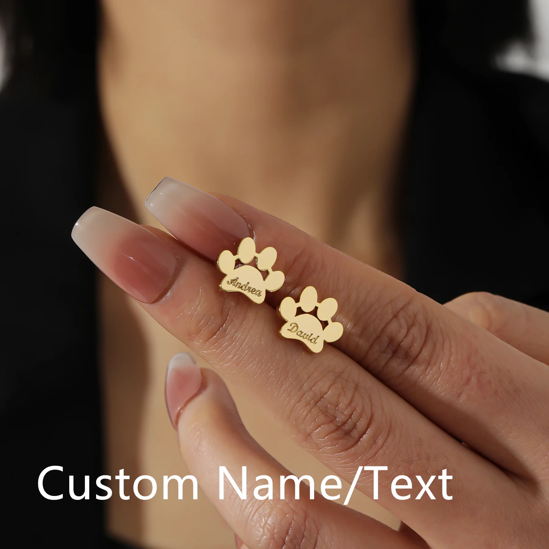 Zciti Custom Paw Print Name Earring Gift for Pet Lover Name Paw Stud Pet Memorial Earring Animal Lover Keepsake Gift For Her