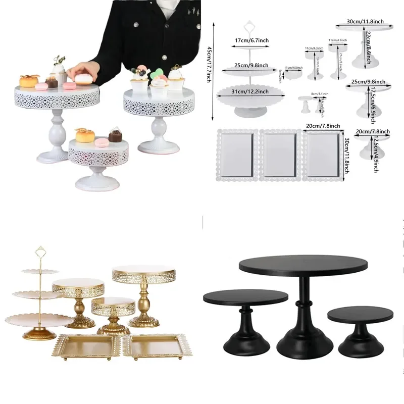 Golden Wrought Iron Cake Rack Dim Sum Set Afternoon Tea Dessert Display Stand Tall Tray