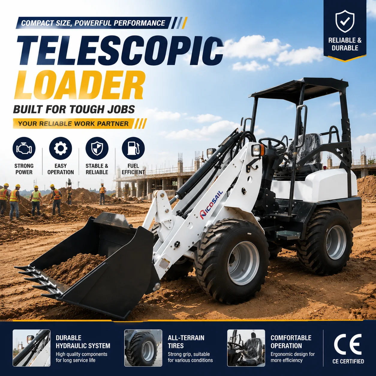 Mini Cargadora Frontal ZL918, Cargadora Telescópica Compacta con Cucharón Hidráulico para Trabajos Agrícolas