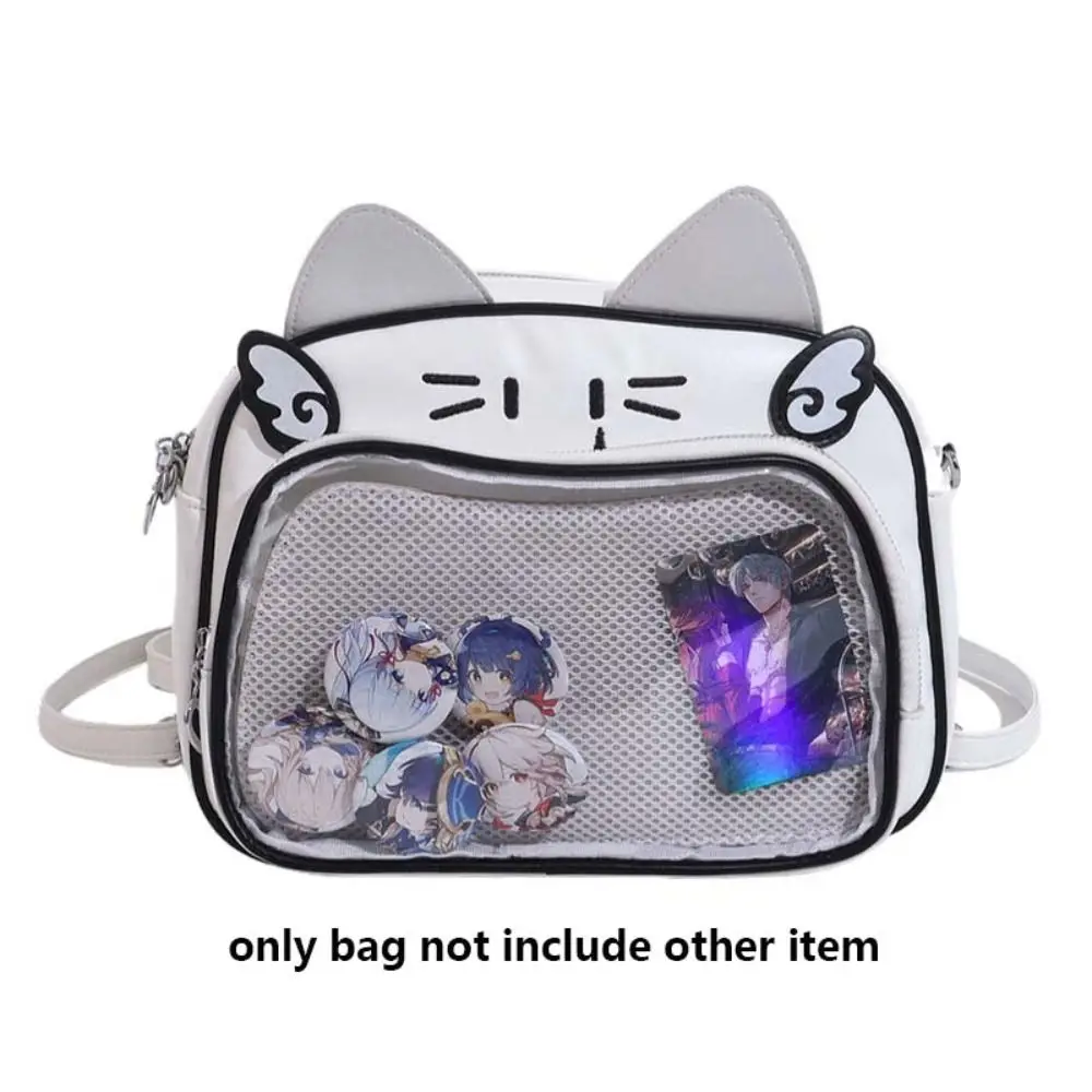 

Portable Zipper Bag Kawaii Cat Itabag Cotton Bag PU Transparent Pocket Wallet Badge Storage Bag Fashion Backpacks Children