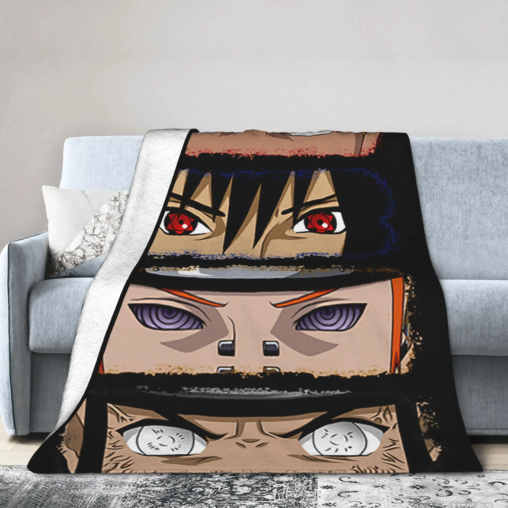Ninja Eyes Blankets Coral Fleece Plush Summer Akatsuki Pein Japan Anime Multi-function Thin Throw Blanket for Sofa Bedroom Quilt