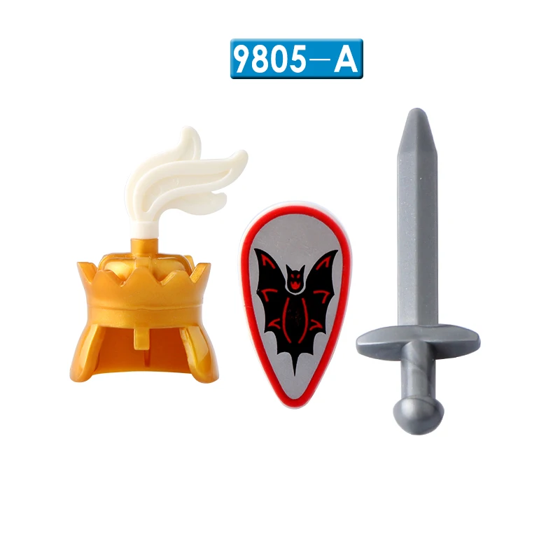 Medieval Knight Bat Knight Accessories Shield Spear Armor Building Block bricks Mini Action Figure Chilldren Toy AX9805