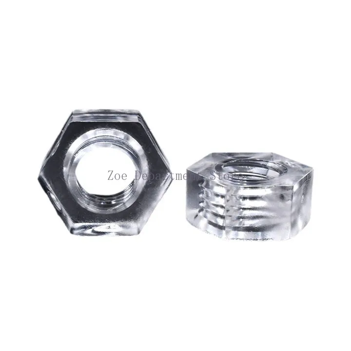 1000PCS/Lot M3 M4 M5 M6 Acrylic Nut Hexagonal Nut Screw Transparent PC Hex Nut Clear Lighting lamp Plactic Polycarbonate Nuts