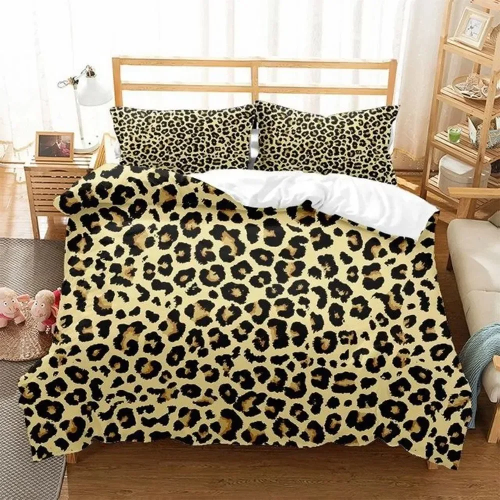 Leopard Print Bedding Set For Women Men Teens African Animal Cheetah Bed Linen Single Double Queen King Full Twin Duvet Cover