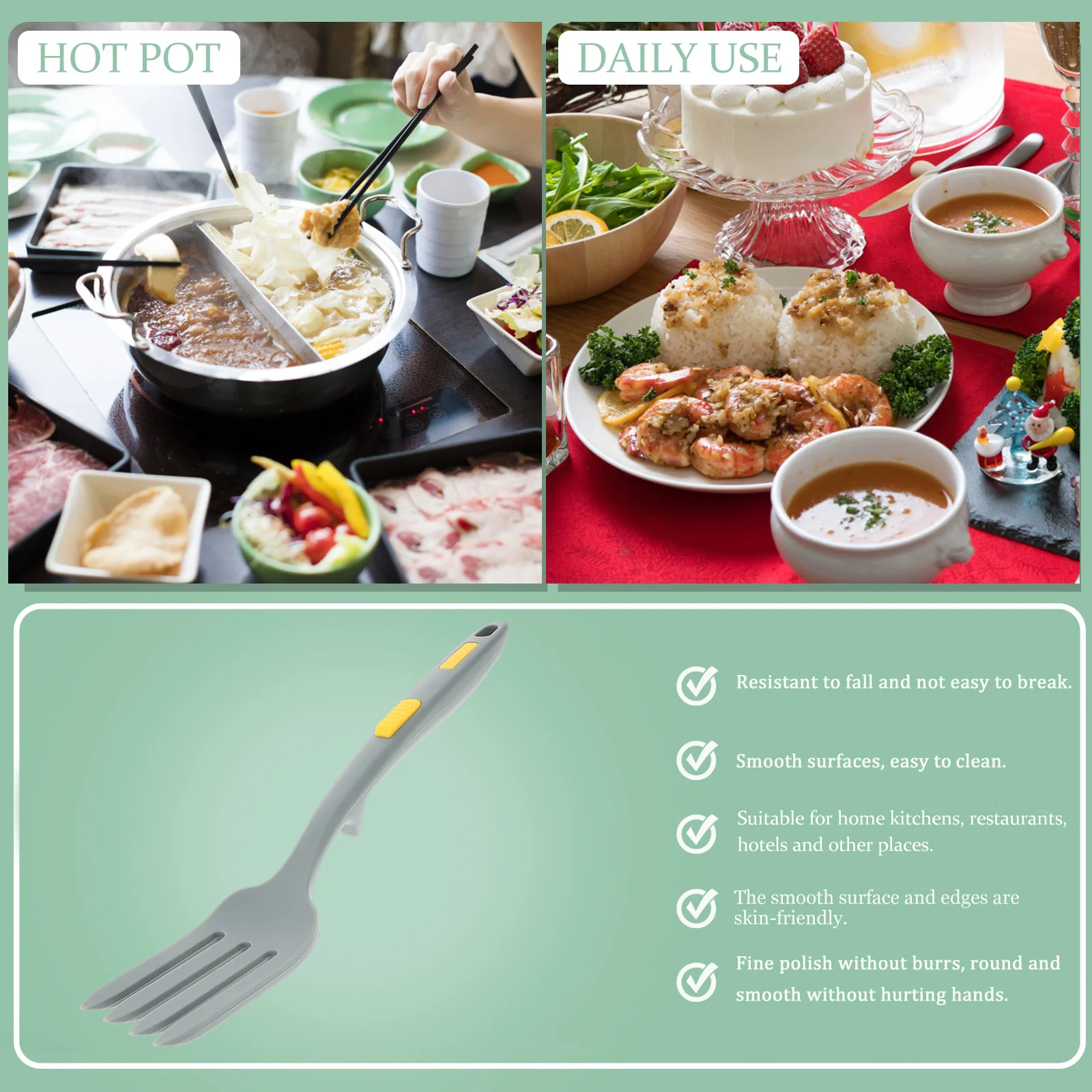 

Silicone Cooking Fork Large Reusable Food Fork Smooth Edge Washable Kitchen Gadget For Pasta Salad Noodles Stirring