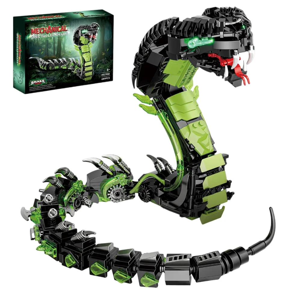 

689pcs precision-crafted Mechanical Snake Building blocks Set, Animal Model Cobra for Adults & Boys 14 +，Christmas birthday gift