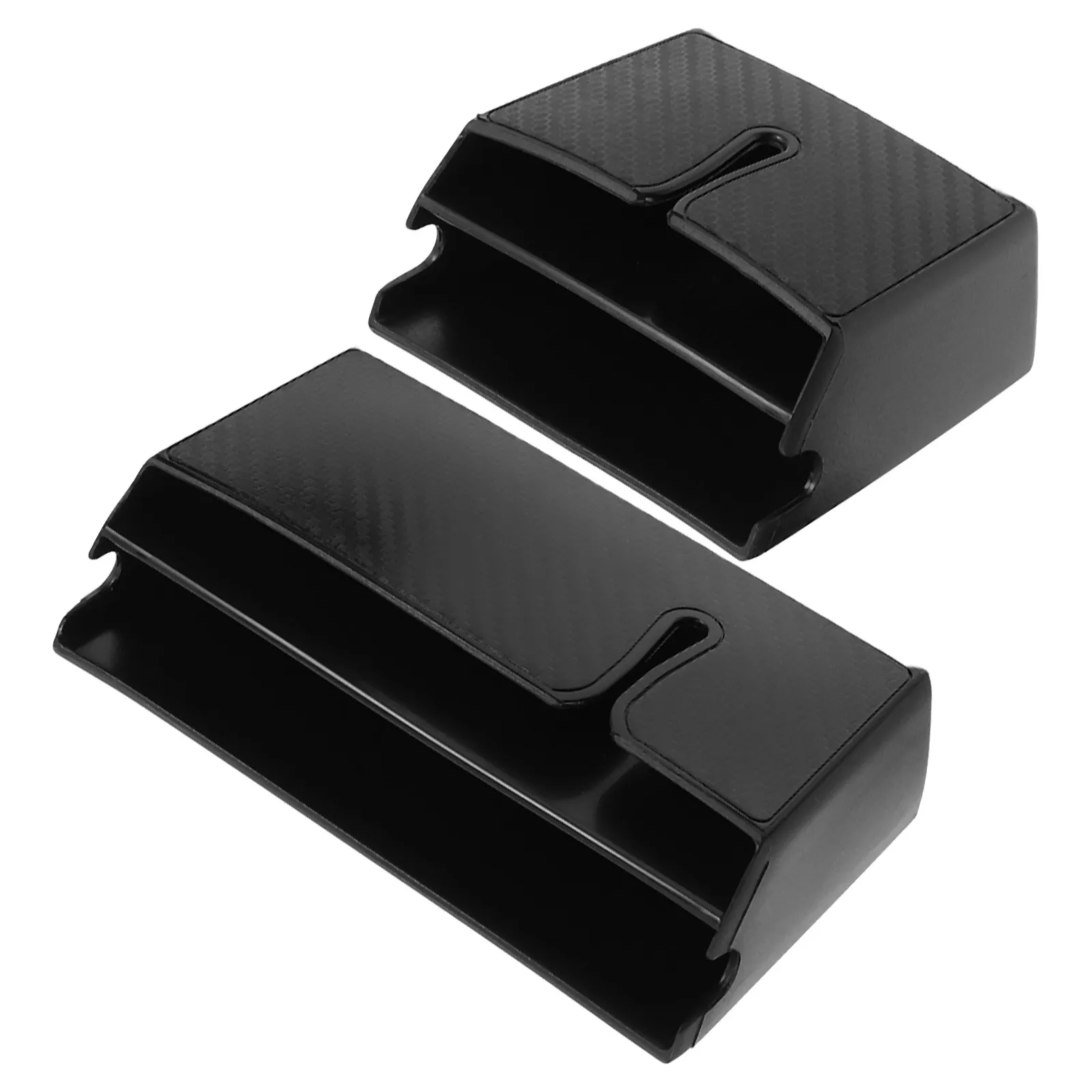 2Pcs Car Organizer Multi-Purpose Carbon Fiber Fixed Storage Box Large Organizer Phone Holder Tickets Receipts