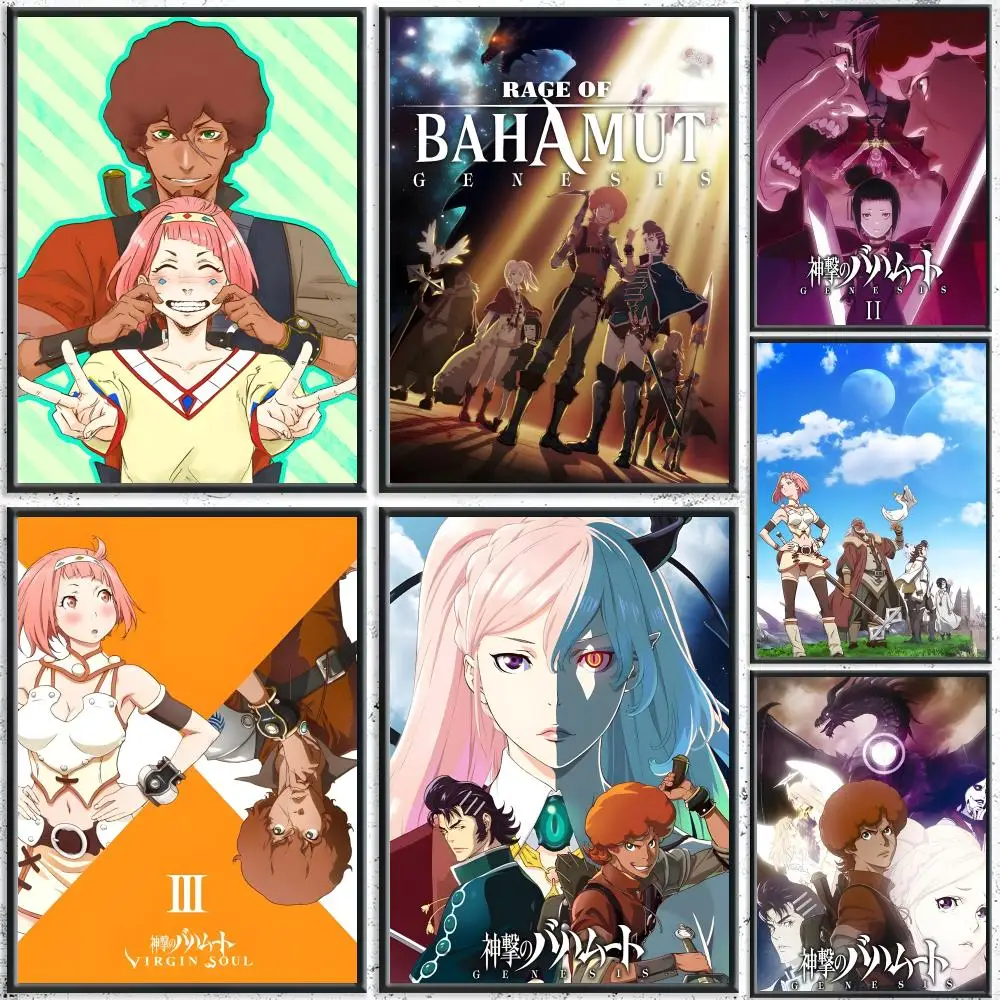 Anime Rage of Bahamut Genesis Poster HD, wasserfeste, selbstklebende Wandkunst – für mehrere Szenen geeignet, Top-Geschenkidee
