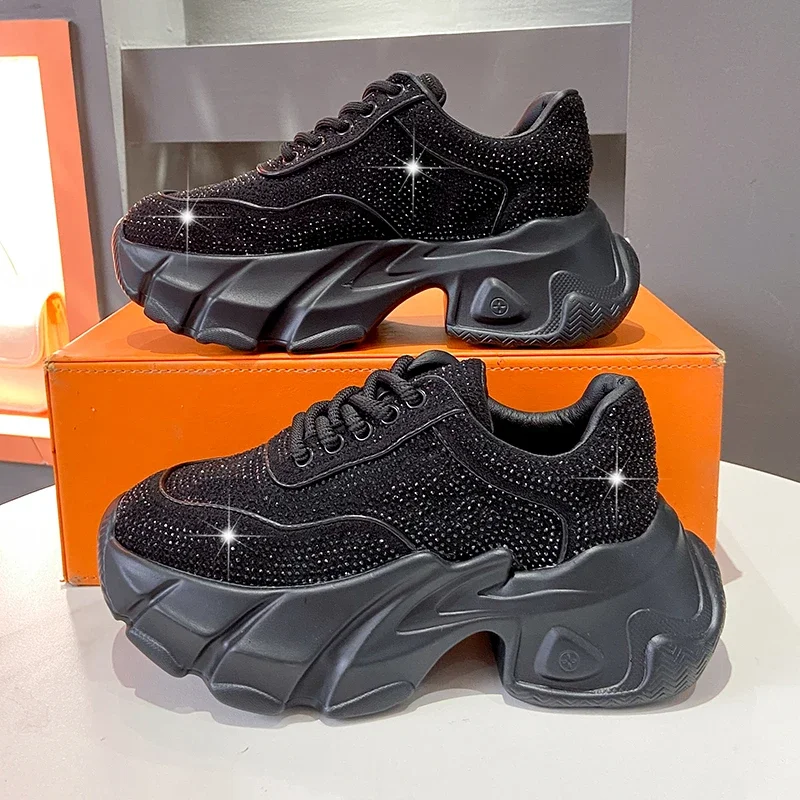 

Роскошная женская обувь, новинка 2023 года, женские кроссовки с блестящими стразами, осенняя модная спортивная обувь на толстой подошве, Zapatos De Mujer