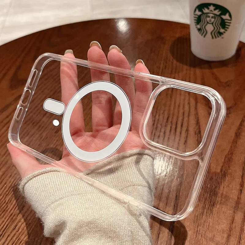 Magnetic Phone Case For iPhone 16 17 Pro Max 13 18 Pro Max 11 15 14 12 17 Air Soft Silicone Transparent Shockproof Funda Cover
