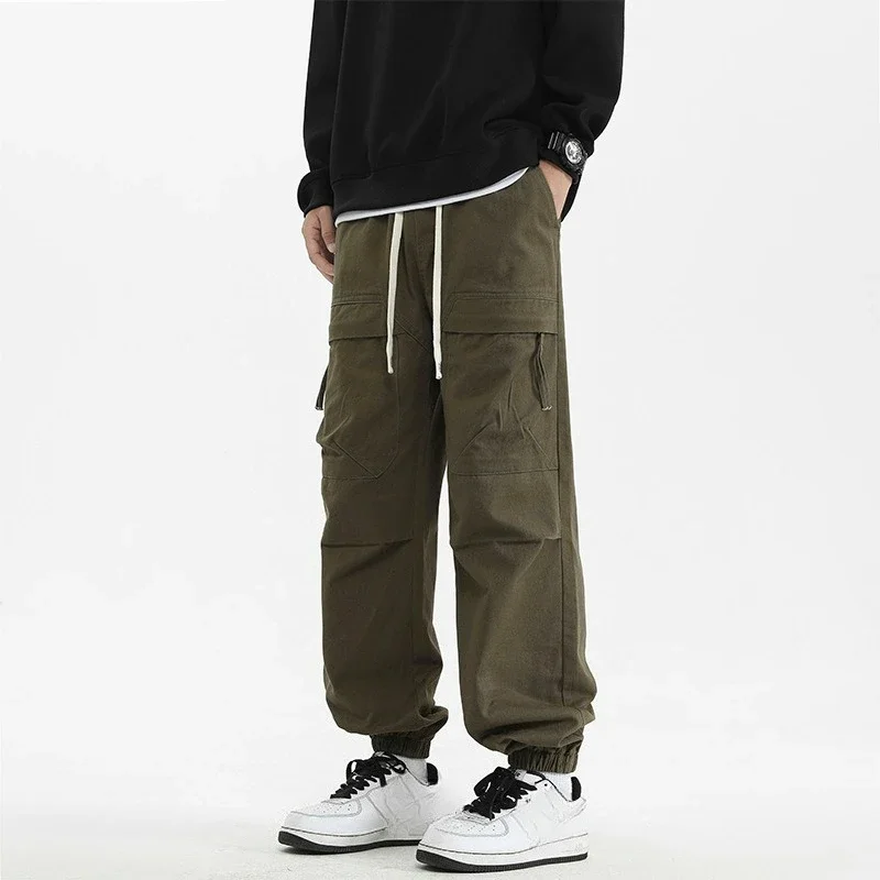 

Новые модные мужские повседневные брюки-джоггеры больших размеров, однотонные, свободного кроя, длиной до щиколотки, весна-лето 2025