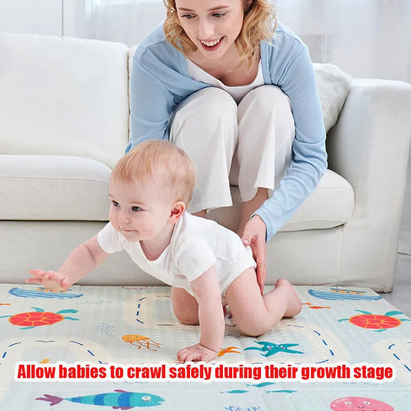 Baby Play Mat, Foldable and Reversible Baby Mat, 2CM Thick Waterproof Sponge Playmat, Baby Mat