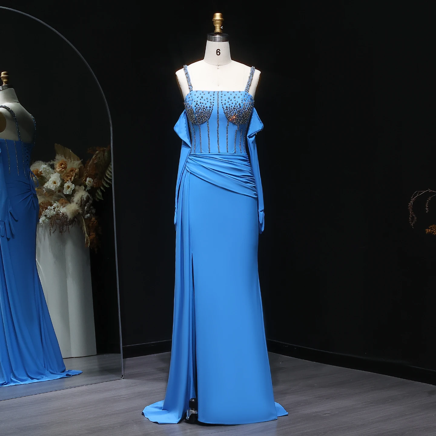 Sharon Said Luxuriöse Meerjungfrau-Abendkleider 2026 mit Handschuhen Damen-Hochzeitspartykleider mit Kristallen SH569 Maßanfertigung – Detail 3