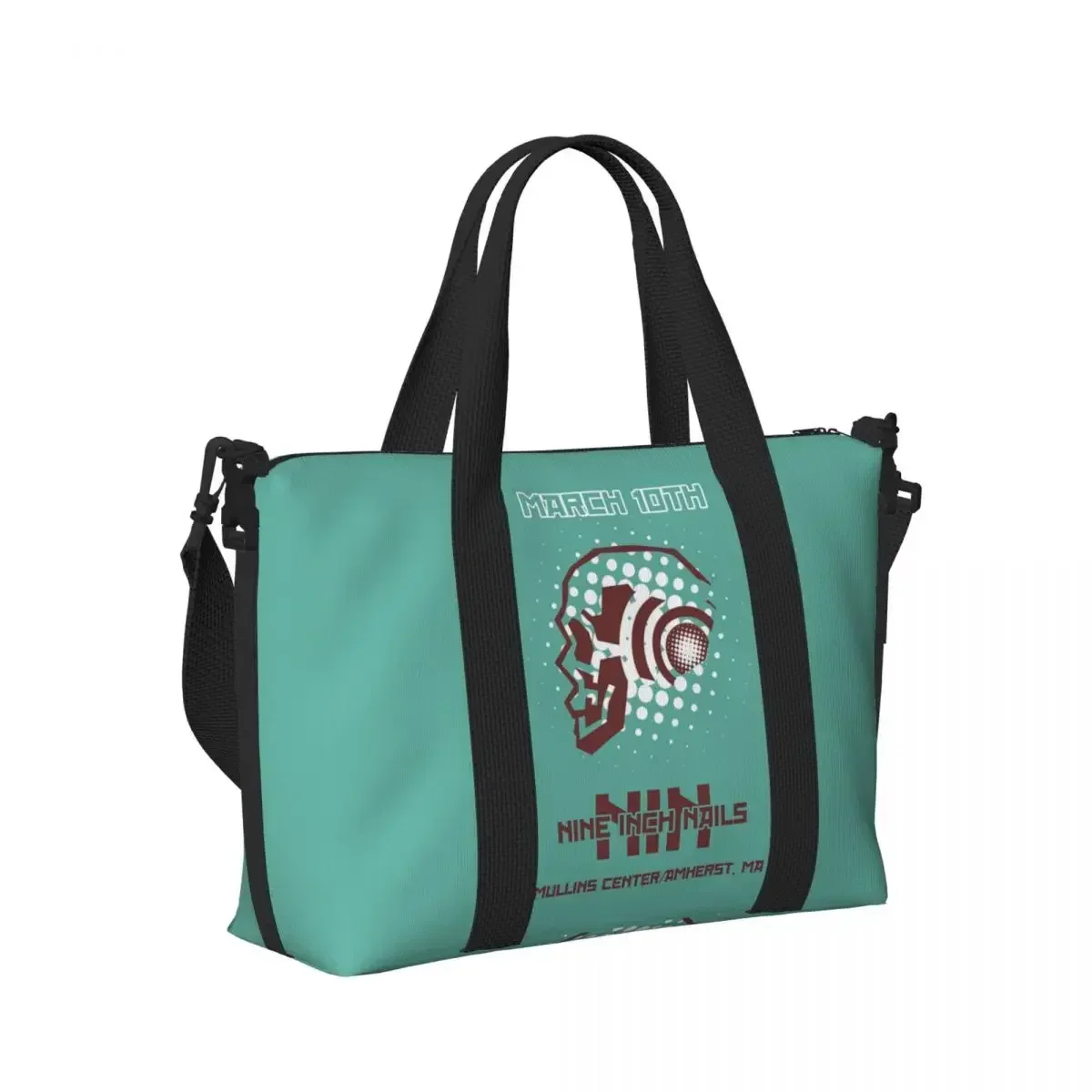 

NIN Nine Inch Naills Rock Band Beach Travel Bag Large Capacity Tote Bags for Gym Yoga Women Shopping Duffle Shoulder Bag