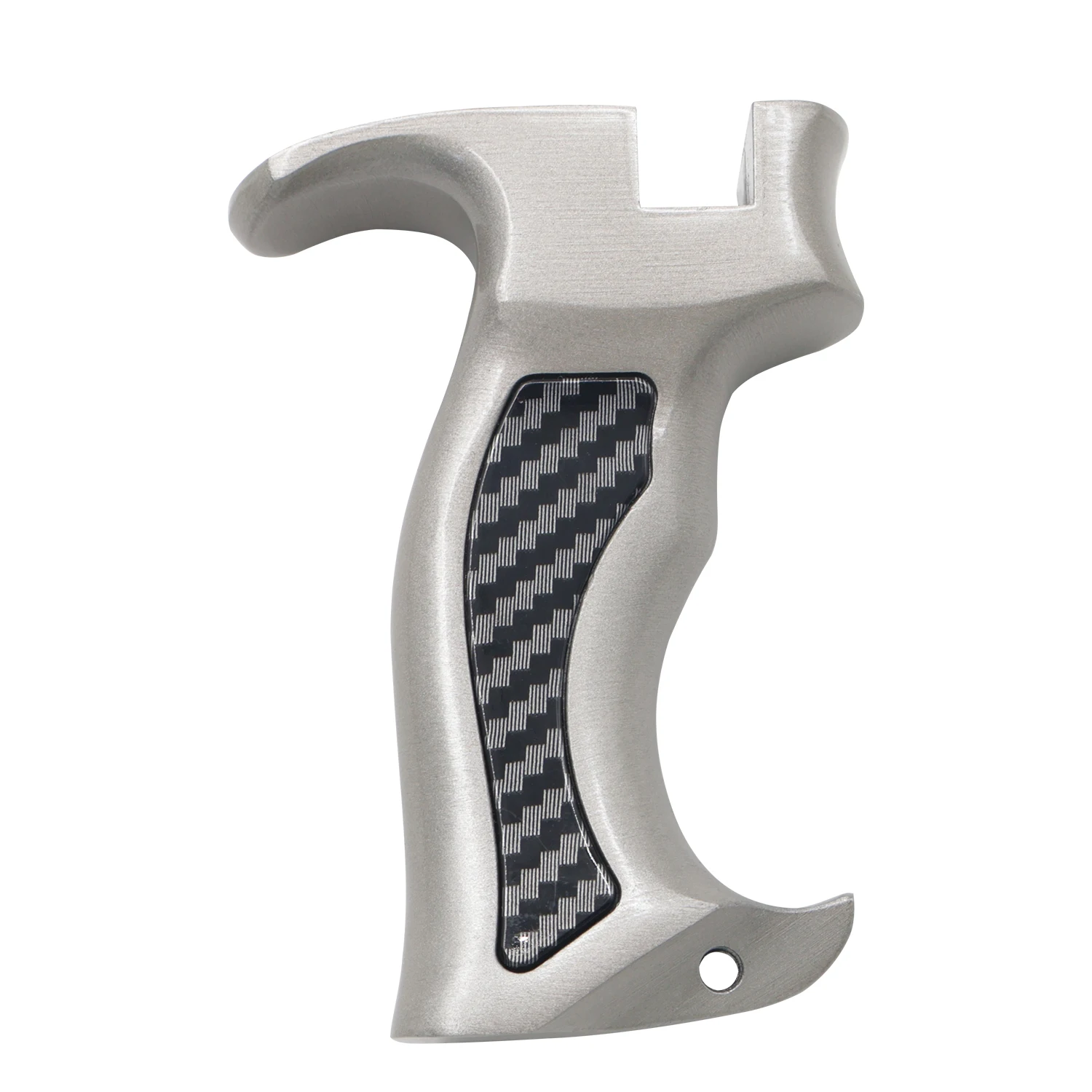 Matte Alloy Slingshot Handle Grip with Carbon Fiber Texture for DIY Outdoor Practice