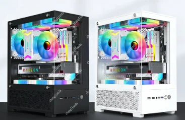 Op het zuil gemonteerde zeezicht kamer computerkast desktop matx volledige zijde transparante diy shell itx