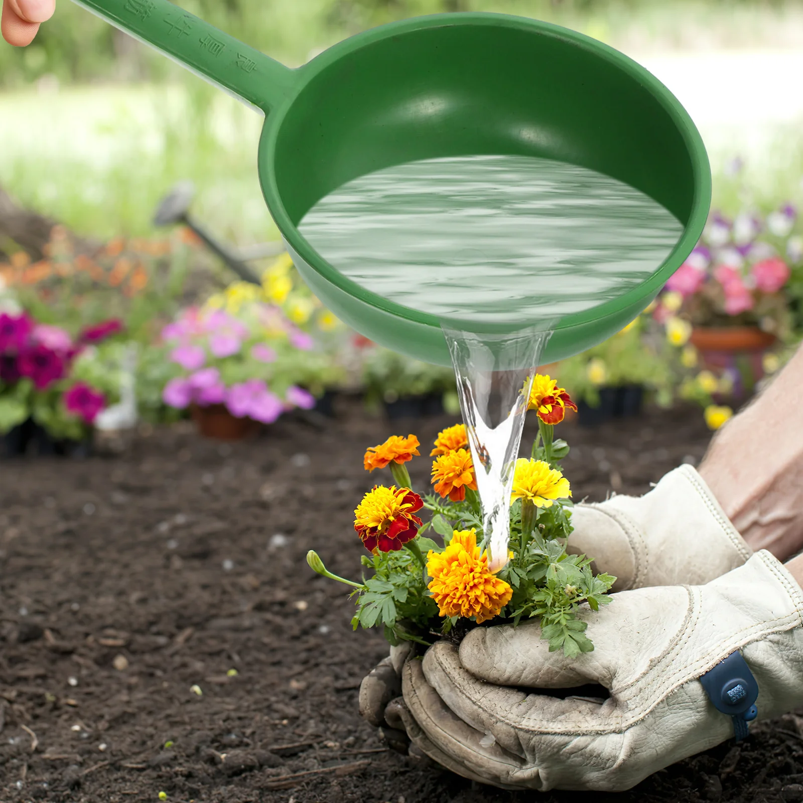 長い柄のじょうろと厚みのある水杓、庭の植物の肥料散布用、多目的家庭用浴槽用ひしゃく