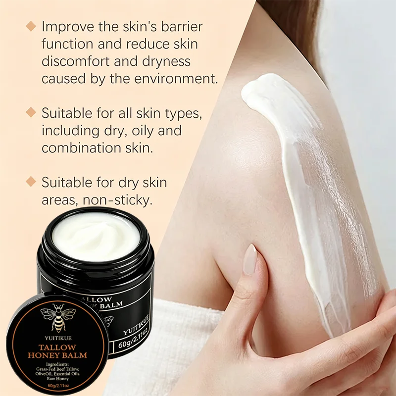 Body Moisturize Cream Face Tallow Honey Balm Glowing Hydrating Skin Enhacne Elasticity Improve Dullness Fade Fine Lines Firming