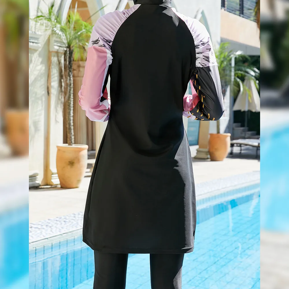 Muslim Swimwear Islamic Full Cover Modest Summer Beach Swim Wear Arab Women Beachwear Burkini Swimsuit Islamic Bathing Suit 3PCS