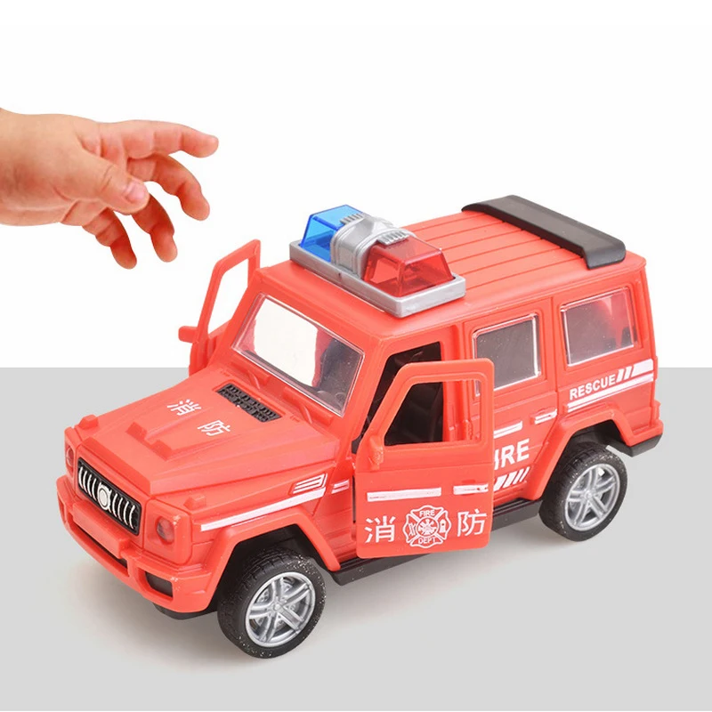 1Pcs Simulated Fire Fighting Scene Car Mini Pull Back Toy Vehicle Model Wind Up Police Truck Ambulance For Children Boys Gift