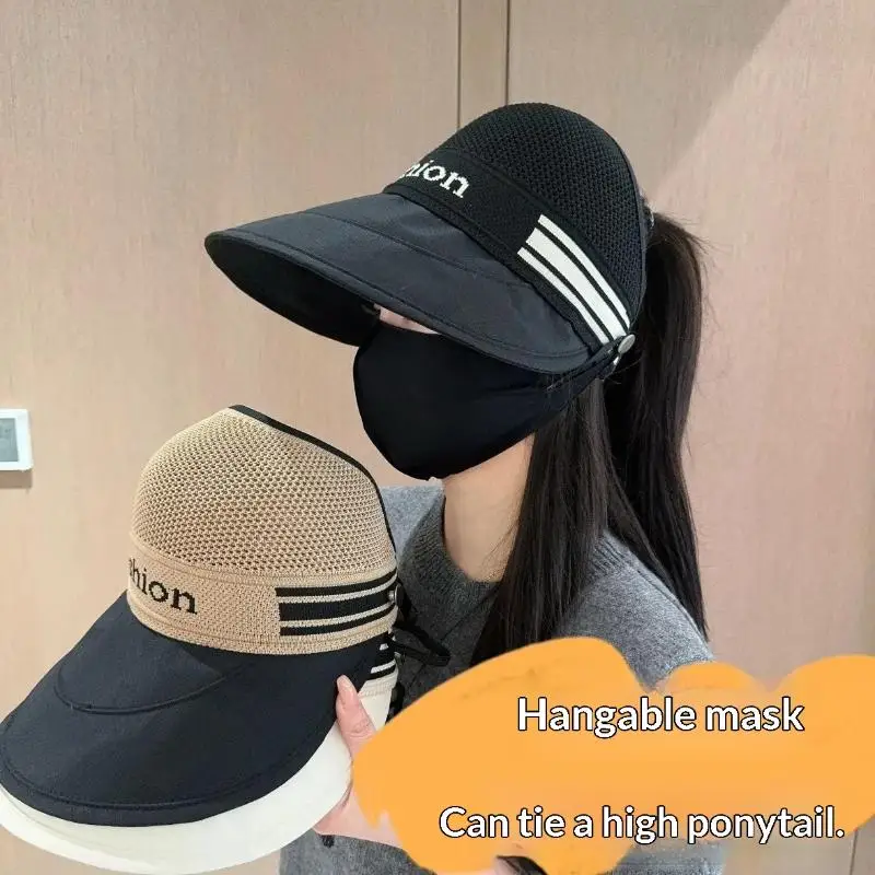 Fashion Half-Open Hat Wide-Brimmed Straw Hat For Women Sun Protection Foldable And Stylish For Hiking Beach Trips Daily Wear