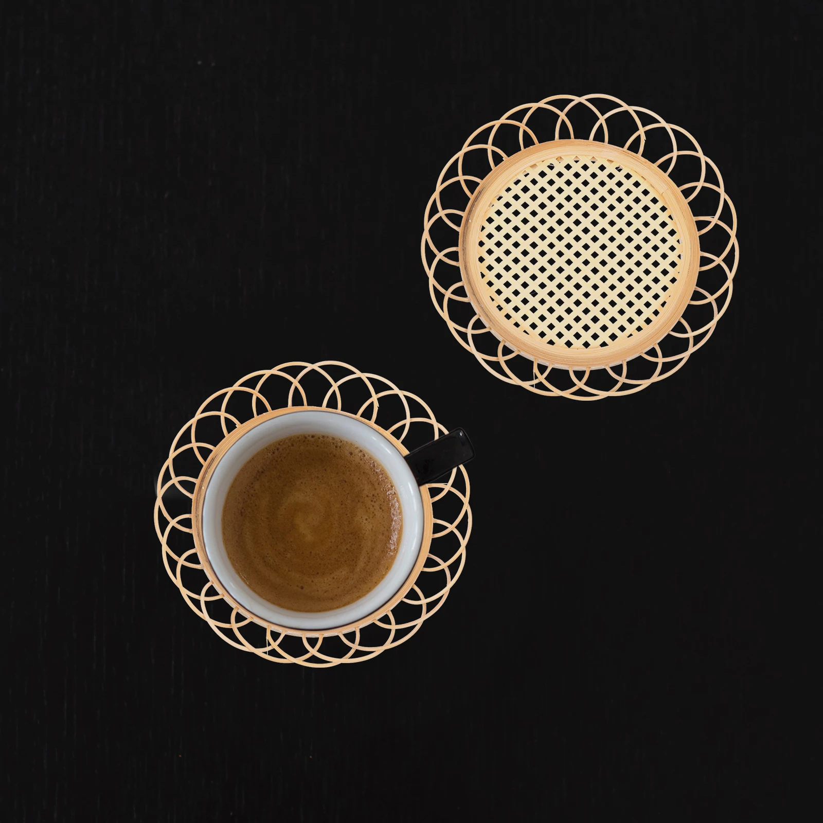 

2 Pcs Coaster Insulated Non Skid Cup Weaving Mug Round Cup Pad Table Mat Round Mug Mat Home Decor