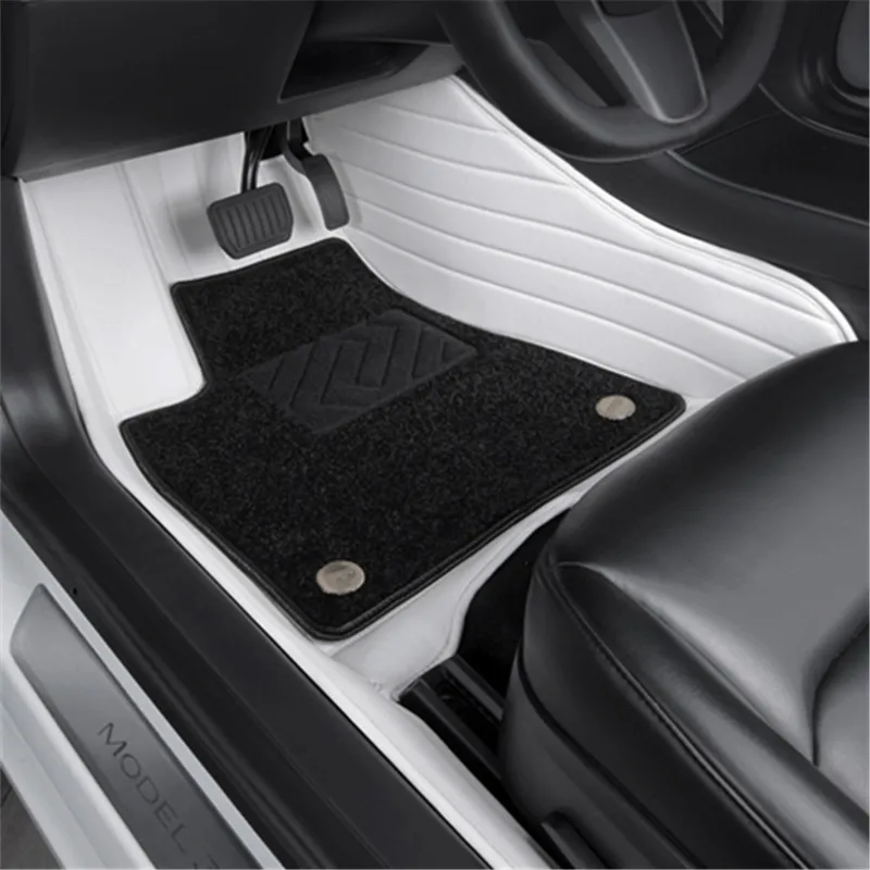 For MODEL 3 MODEL Y Car mat car interior special modified decorative pieces all surrounded by silk ring leather mat carpet