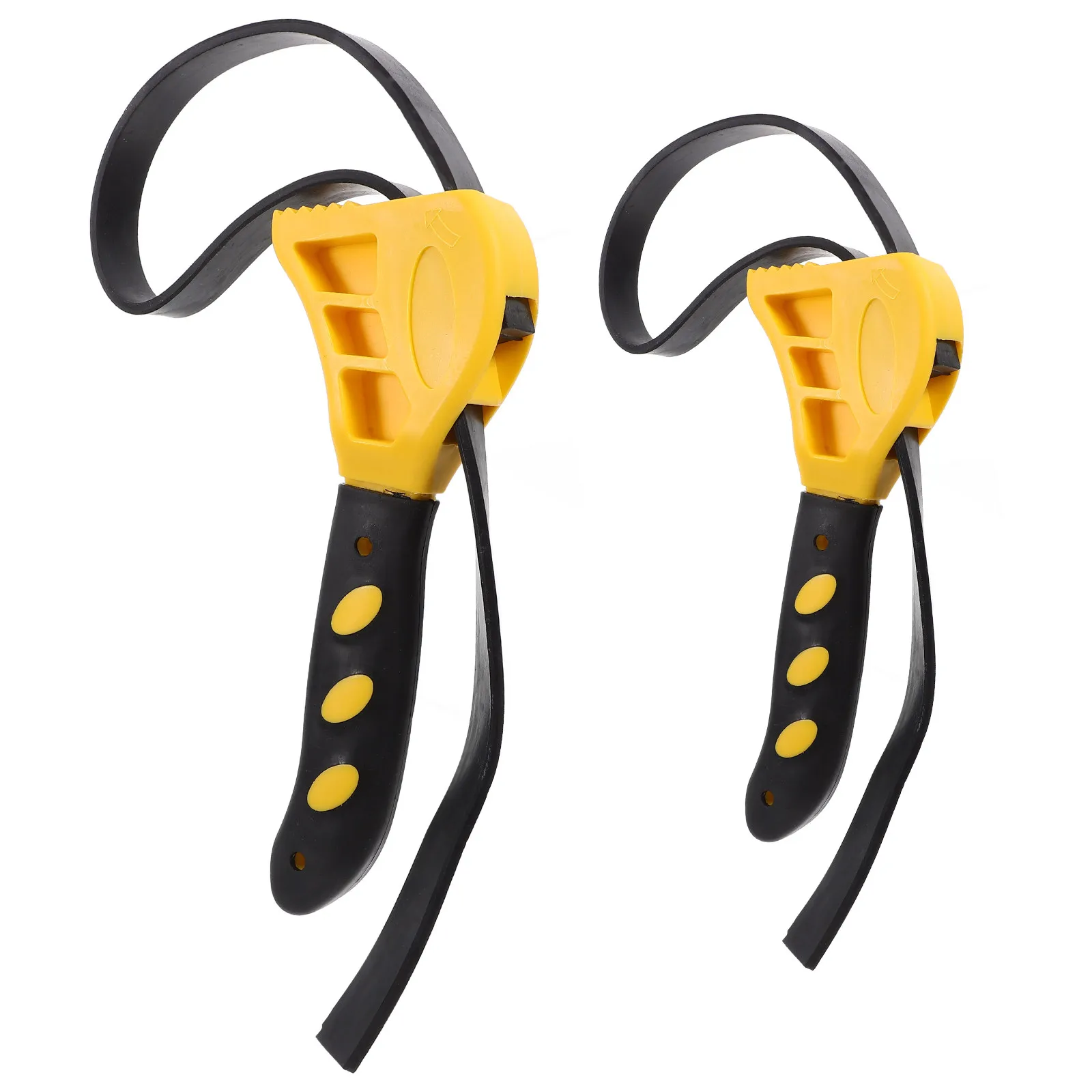 Oil Filter Strap Wrench Set 2 Piece 6 Inch 8 Inch Yellow Rubber Removal Tools for Auto Repair