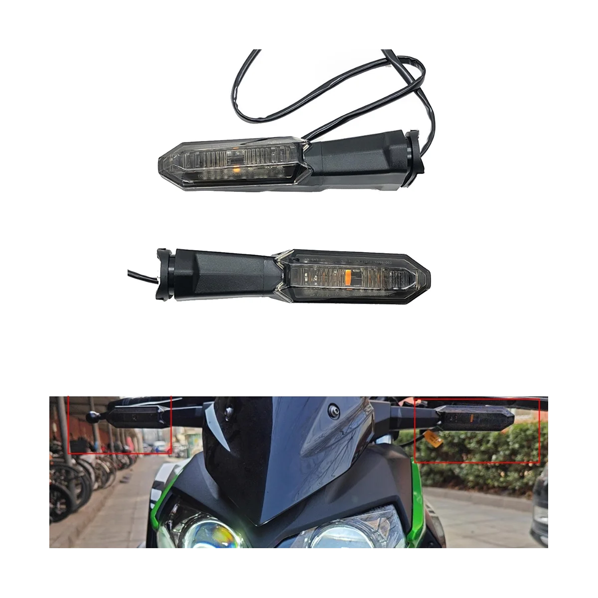 Motorcycle LED Front and Rear Turn Signal Light for Kawasaki Z650 Z900 Z1000Sx Ninja400 650 Indicator Light Black