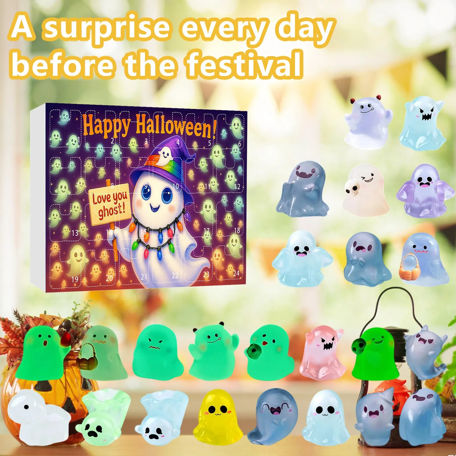 

Halloween Ghost Resin Blind Box Advent Calendar Set Adorable And Varied Ghost Shaped Resin Decorations Festival Holiday Gifts