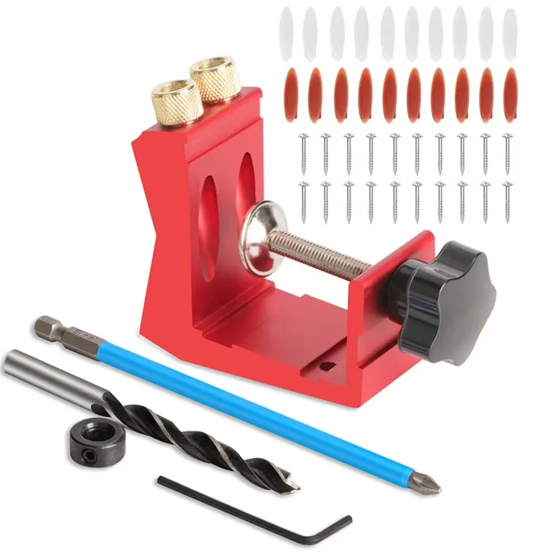 47PCS Tasche Loch Locator Holzbearbeitung Stellungs Bohrer Bits Schräge Loch Jig Kit 15 Grad Winkel Bohrer Guide Set Zimmerei werkzeug – Detail 1